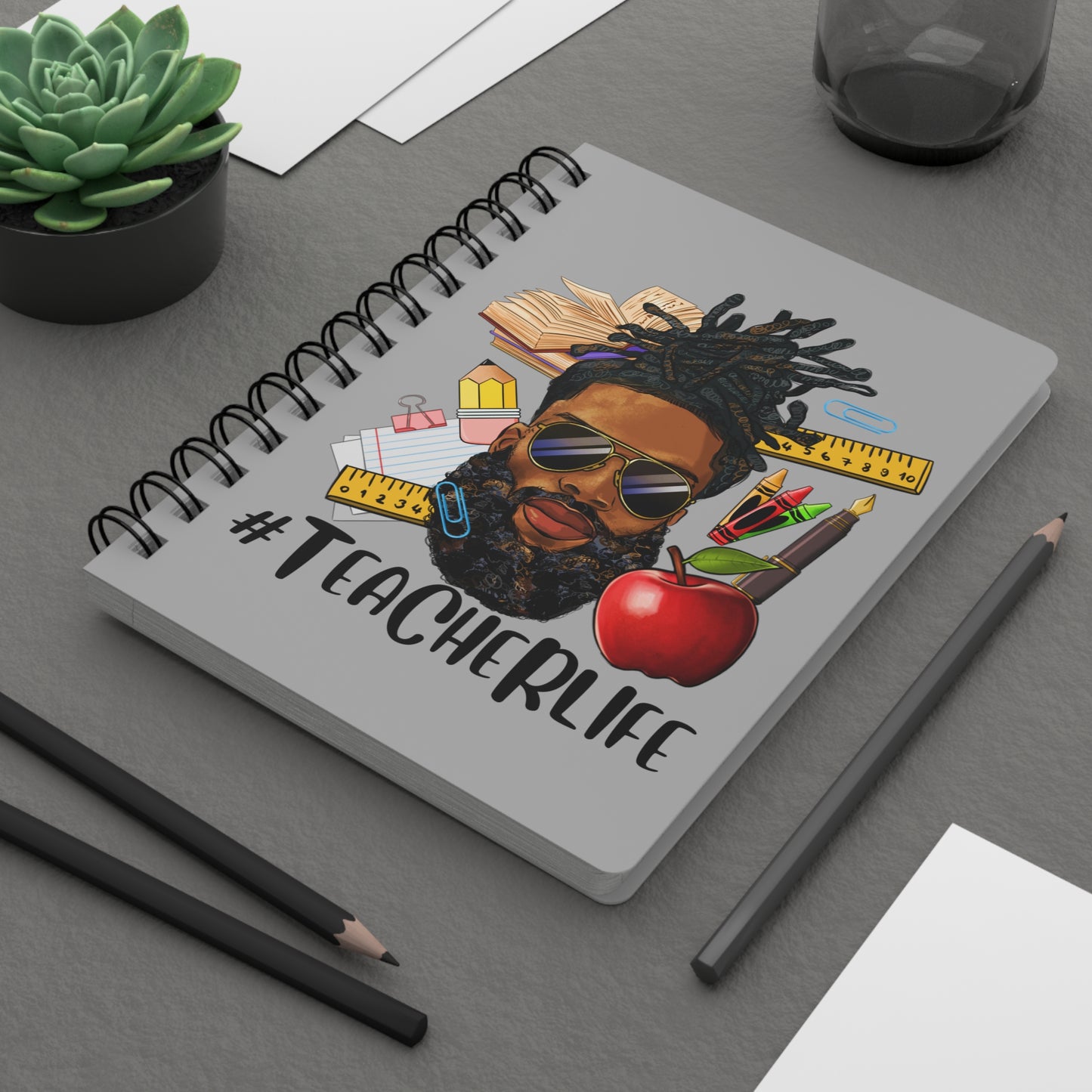 Teacher Life - Male Spiral Bound Journal - Light Grey