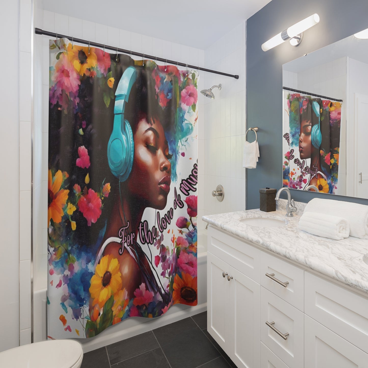 For the Love of Music Shower Curtains