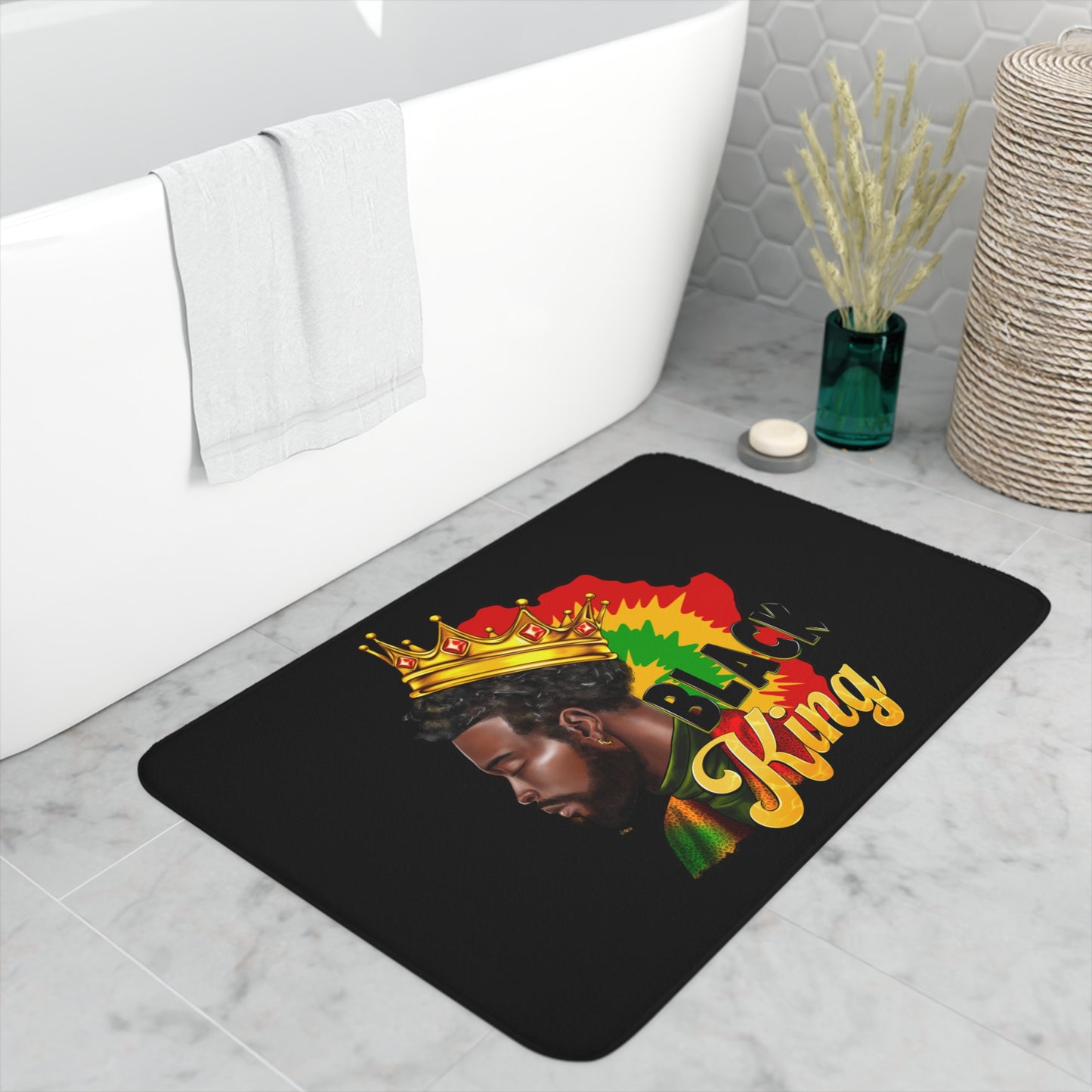 The Black King Memory Foam Bath Mat