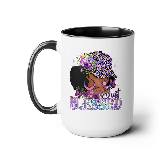 Just Blessed Two-Tone Coffee Mugs, 15oz