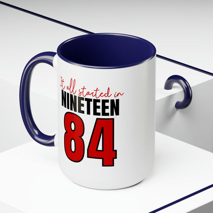 It All Started in 1984 Two-Tone Coffee Mugs, 15oz