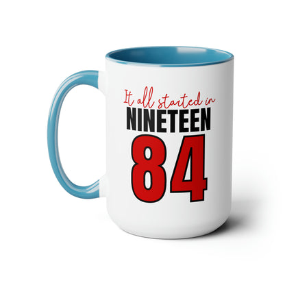 It All Started in 1984 Two-Tone Coffee Mugs, 15oz