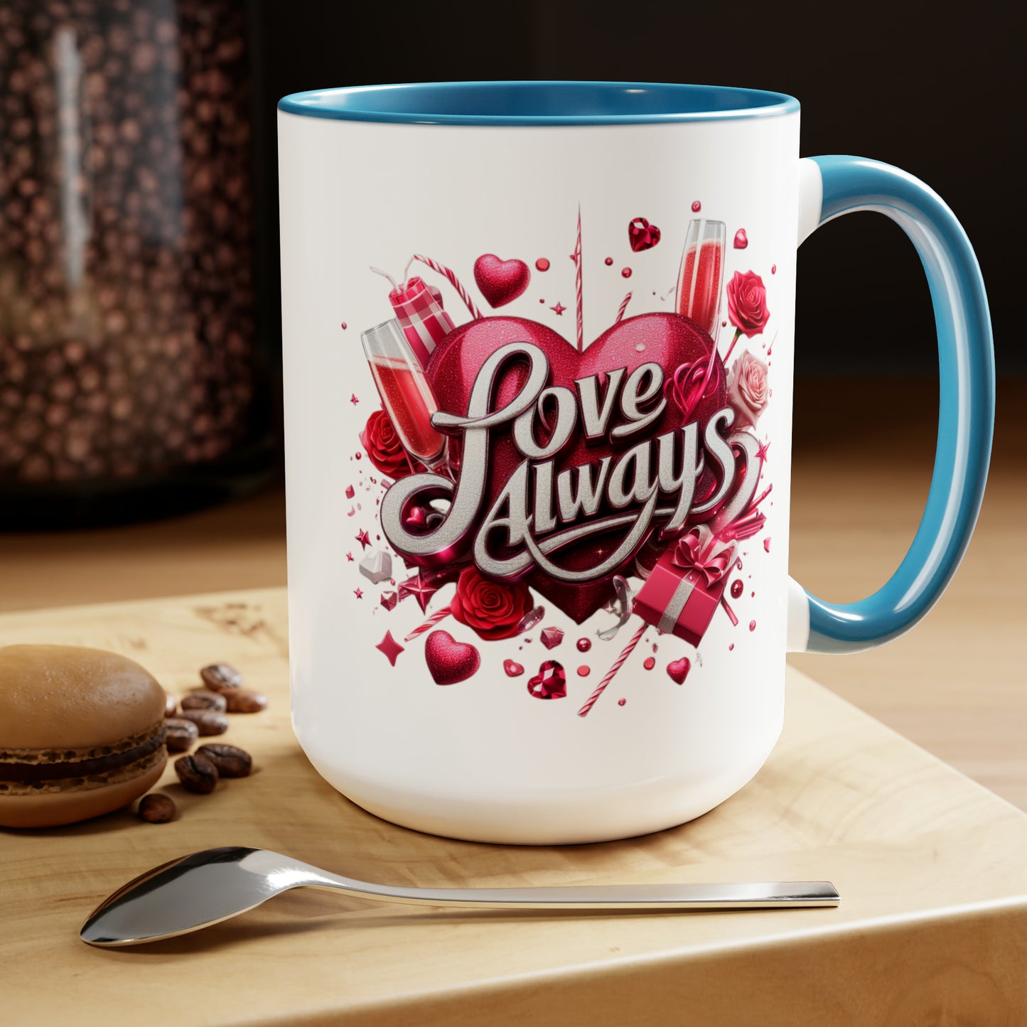 Love Always Two-Tone Coffee Mugs, 15oz