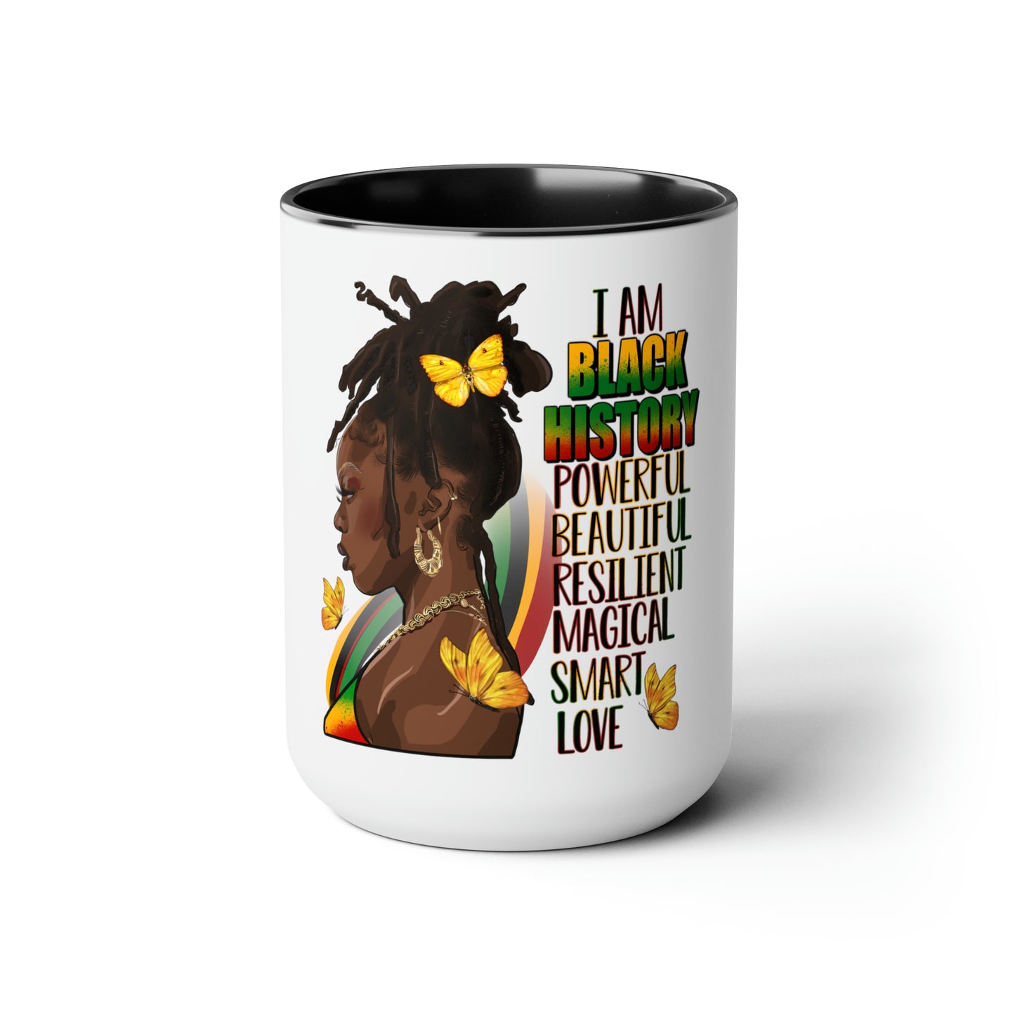 Black History Queen Two-Tone Coffee Mugs, 15oz