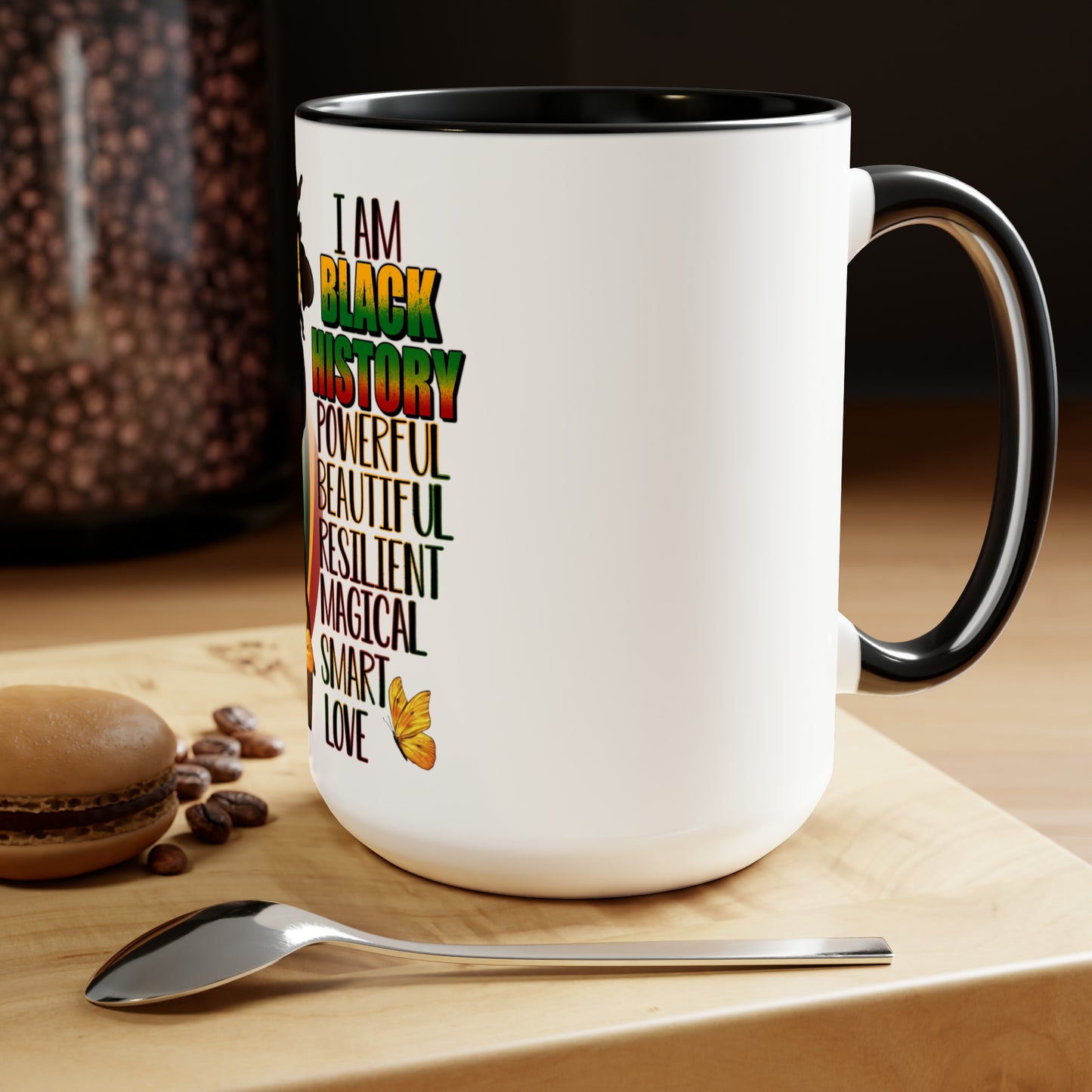 Black History Queen Two-Tone Coffee Mugs, 15oz