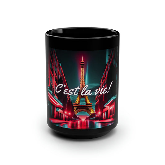 C'est La Vie Black Mug, 15oz