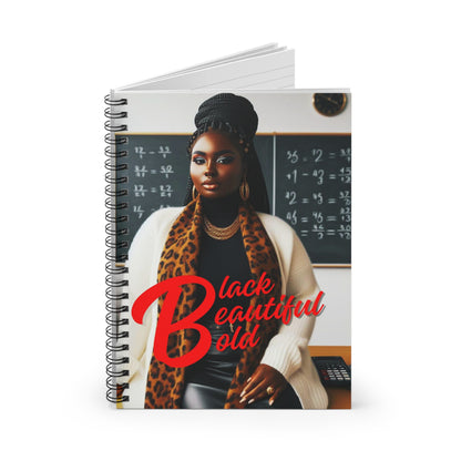 Black Beautiful Bold Spiral Mini Notebook - Ruled Line