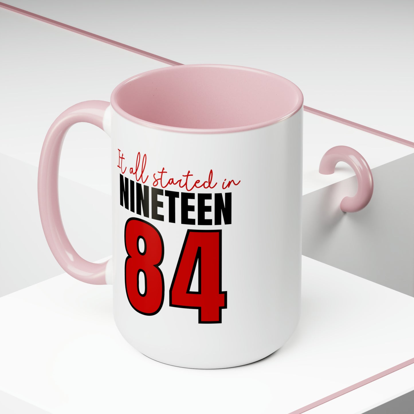 It All Started in 1984 Two-Tone Coffee Mugs, 15oz