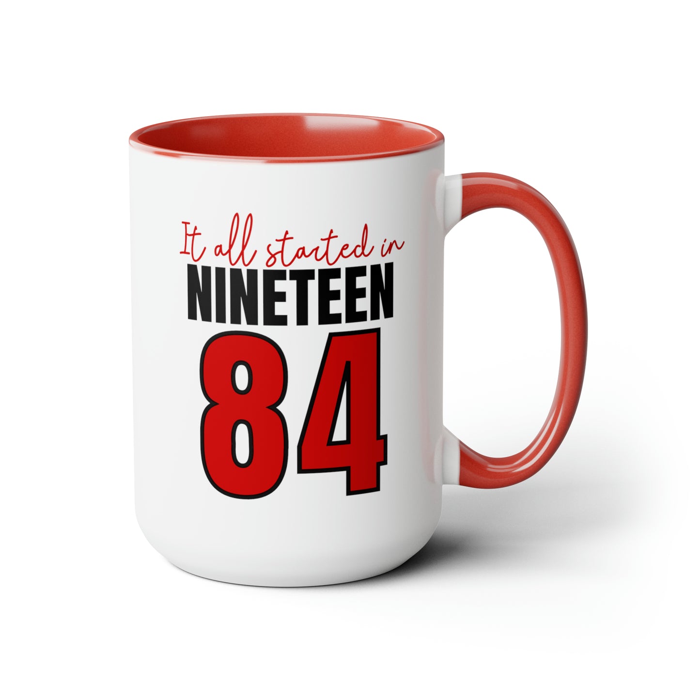 It All Started in 1984 Two-Tone Coffee Mugs, 15oz