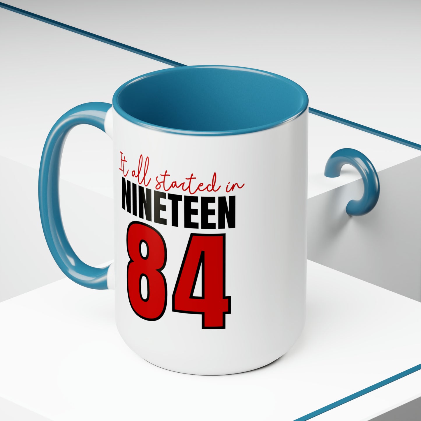 It All Started in 1984 Two-Tone Coffee Mugs, 15oz