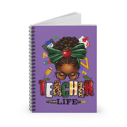 Teacher Life Spiral Mini Notebook - Ruled Line - Light Purple