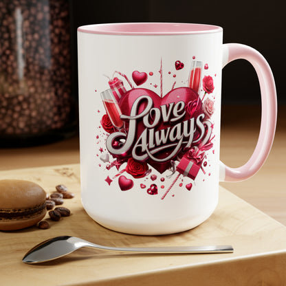 Love Always Two-Tone Coffee Mugs, 15oz