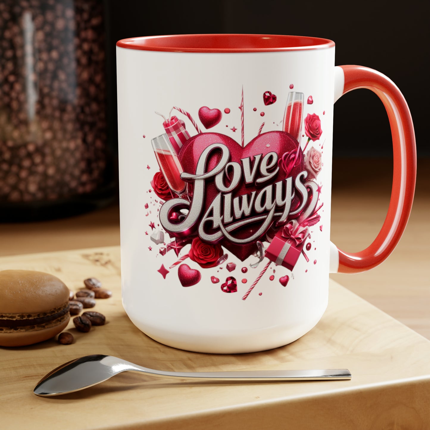 Love Always Two-Tone Coffee Mugs, 15oz