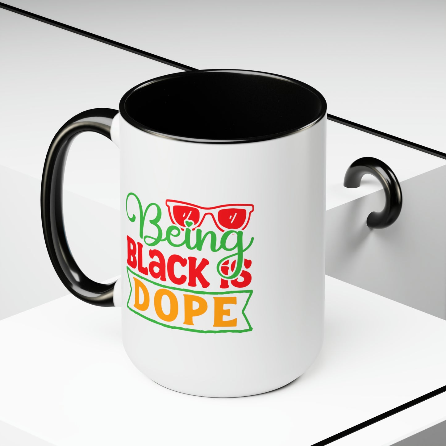 Being Black is Dope Two-Tone Coffee Mugs, 15oz