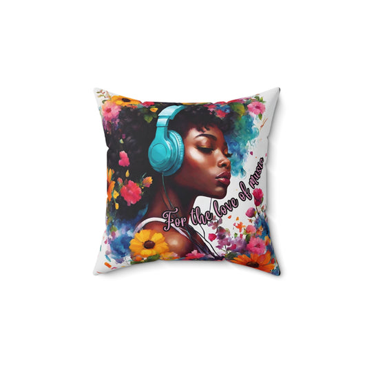 For the Love of Music Spun Polyester Square Pillow