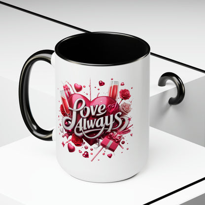 Love Always Two-Tone Coffee Mugs, 15oz