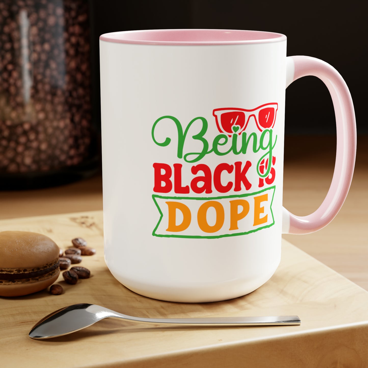 Being Black is Dope Two-Tone Coffee Mugs, 15oz