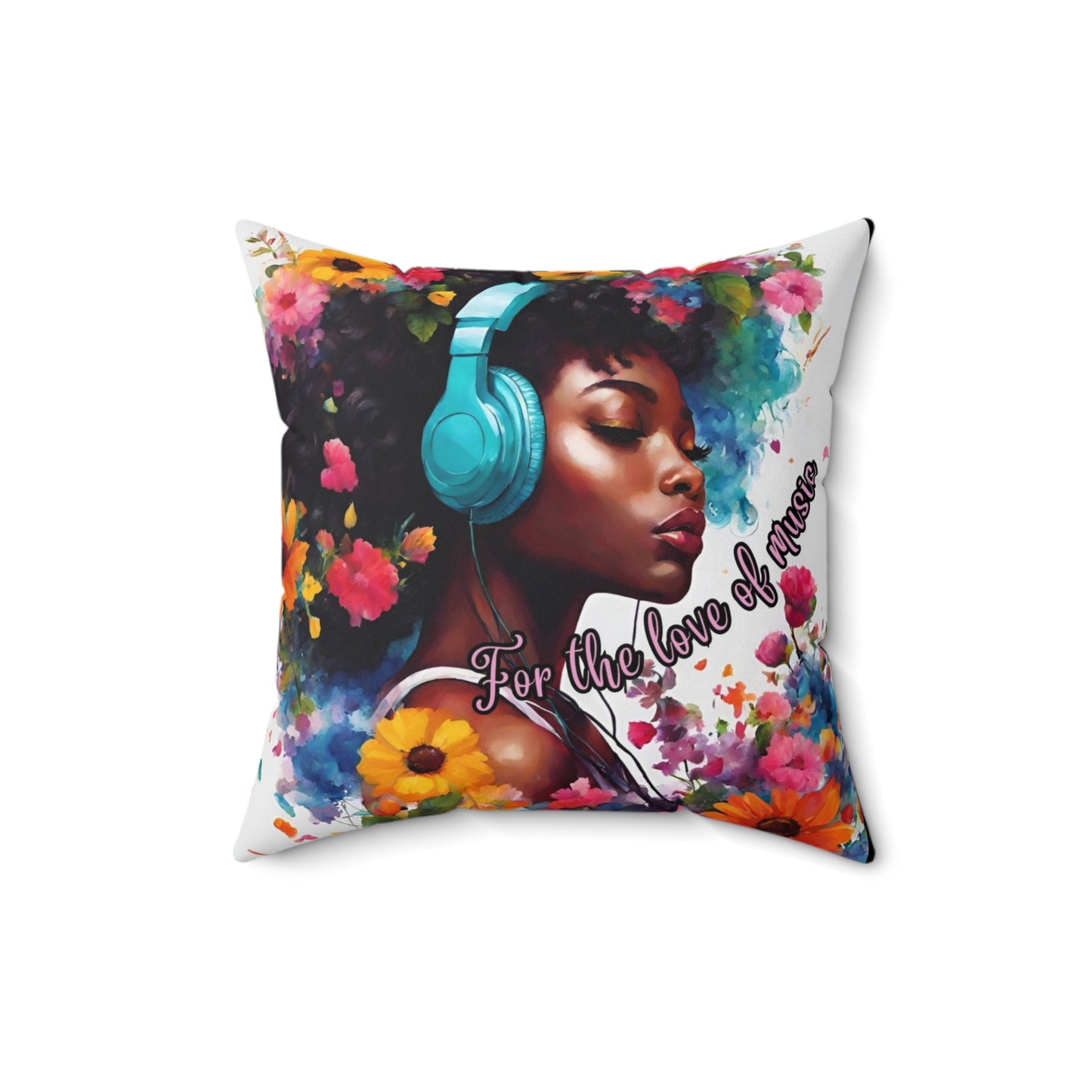 For the Love of Music Spun Polyester Square Pillow