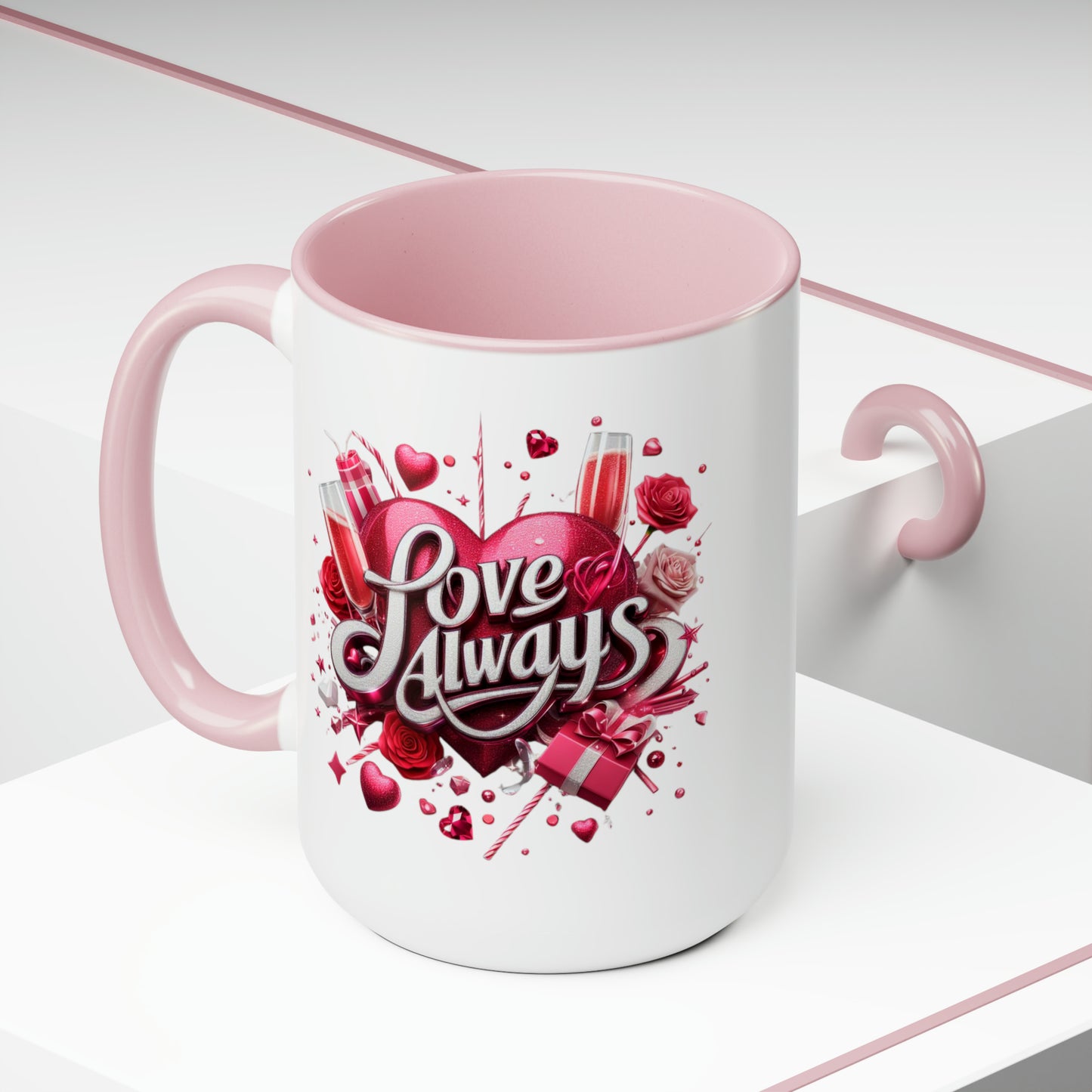 Love Always Two-Tone Coffee Mugs, 15oz