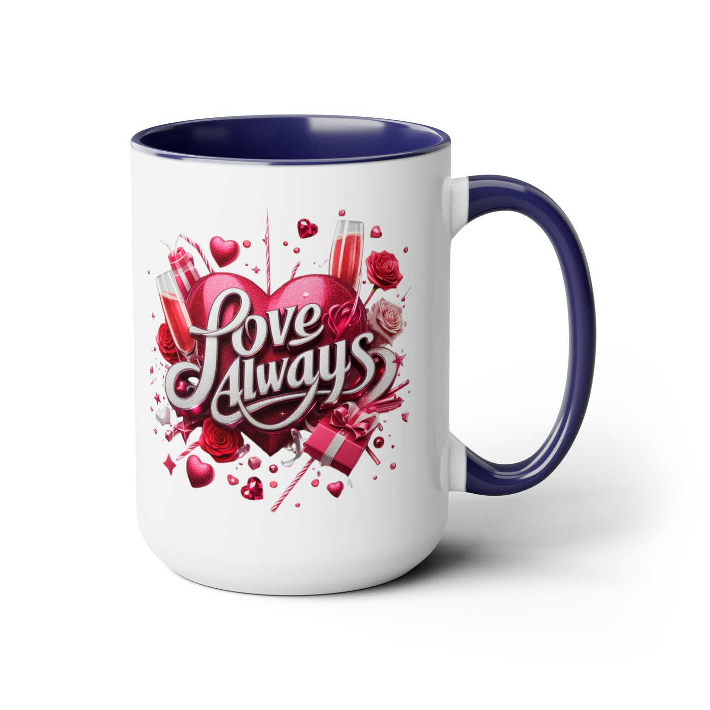 Love Always Two-Tone Coffee Mugs, 15oz