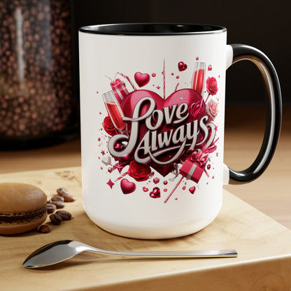 Love Always Two-Tone Coffee Mugs, 15oz