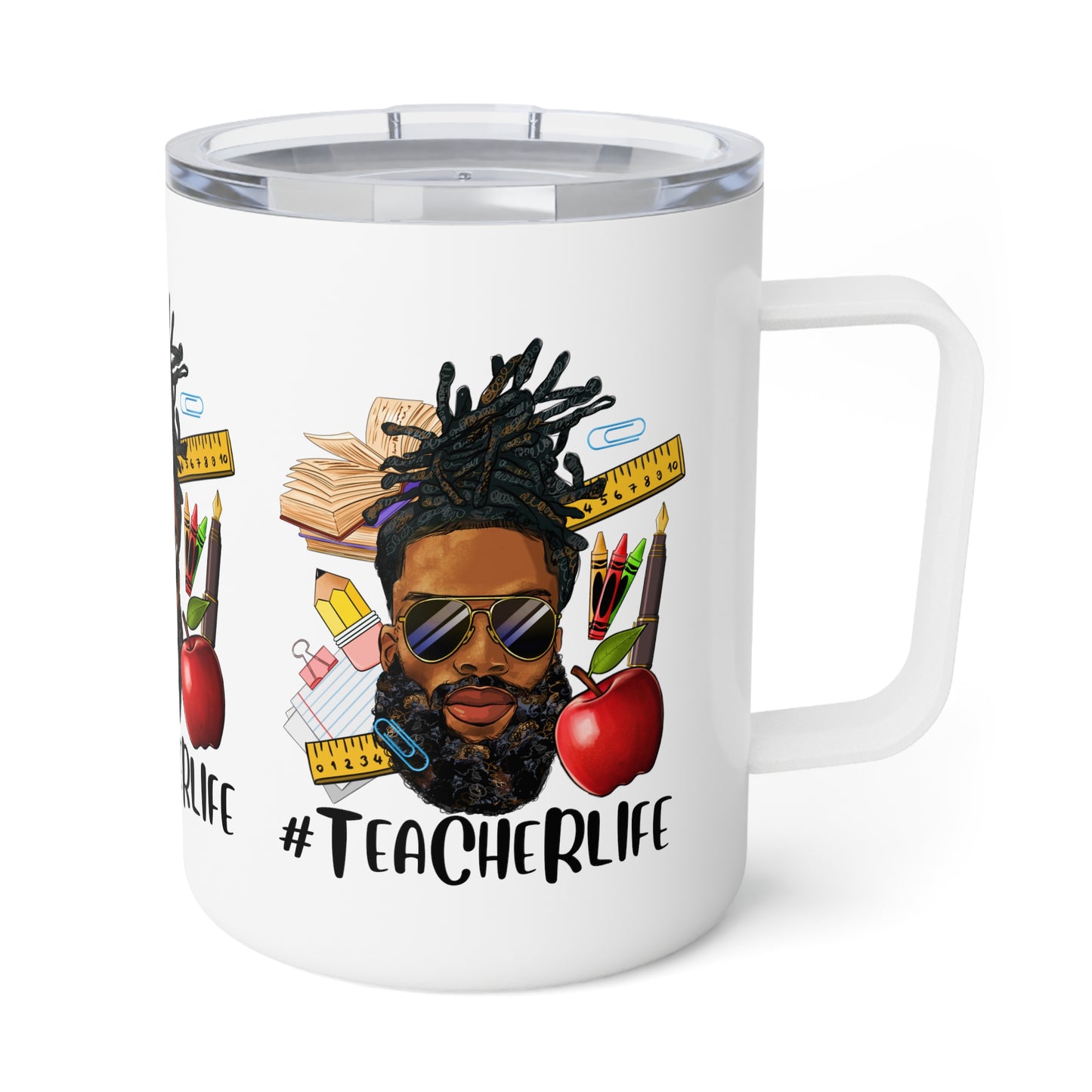 Teacher Life - Male Insulated Coffee Mug, 10oz