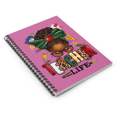 Teacher Life Spiral Mini Notebook - Ruled Line - Pink