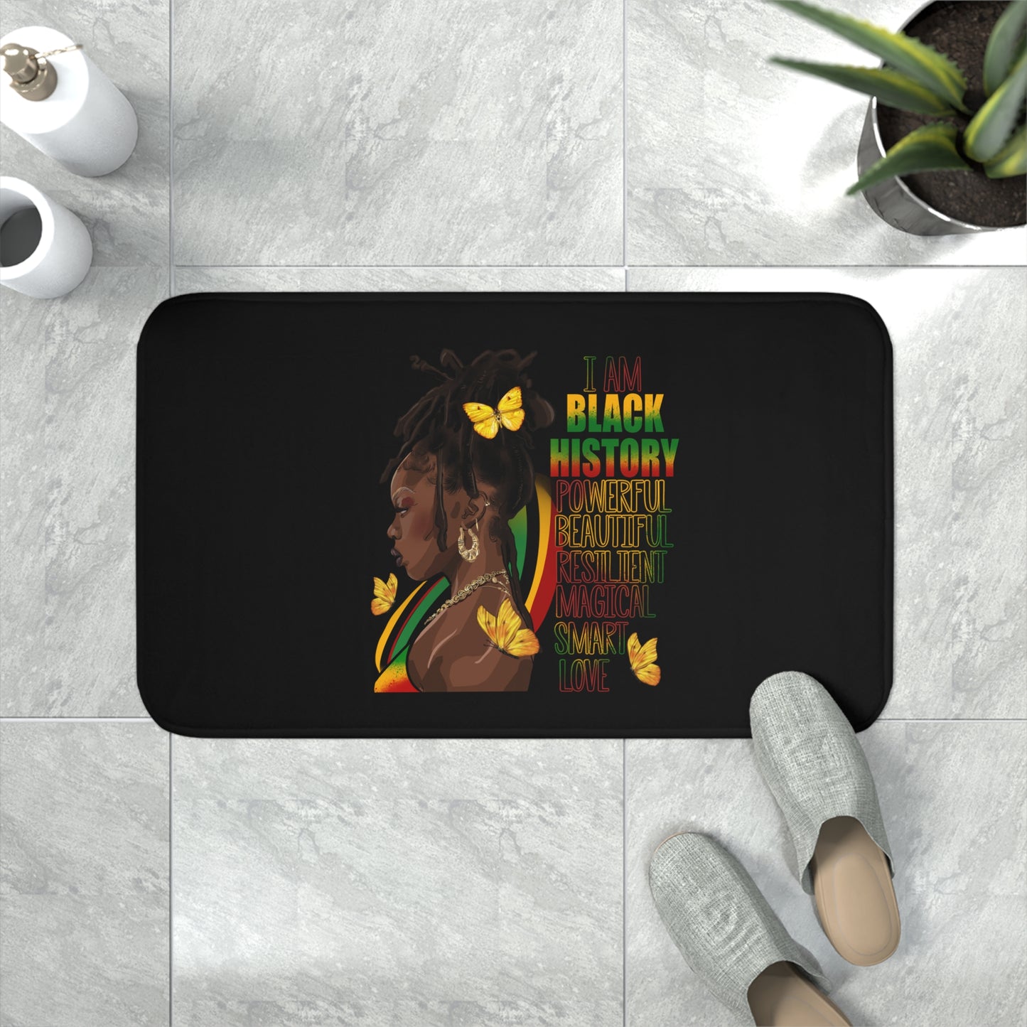 Black History Queen Memory Foam Bath Mat