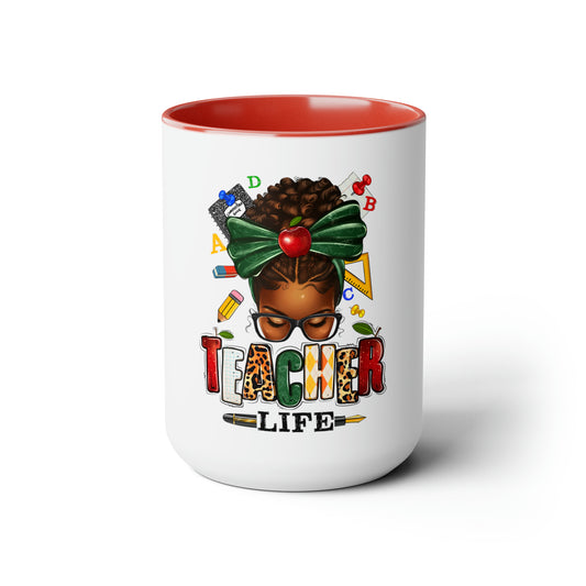 Teacher Life Two-Tone Coffee Mugs, 15oz