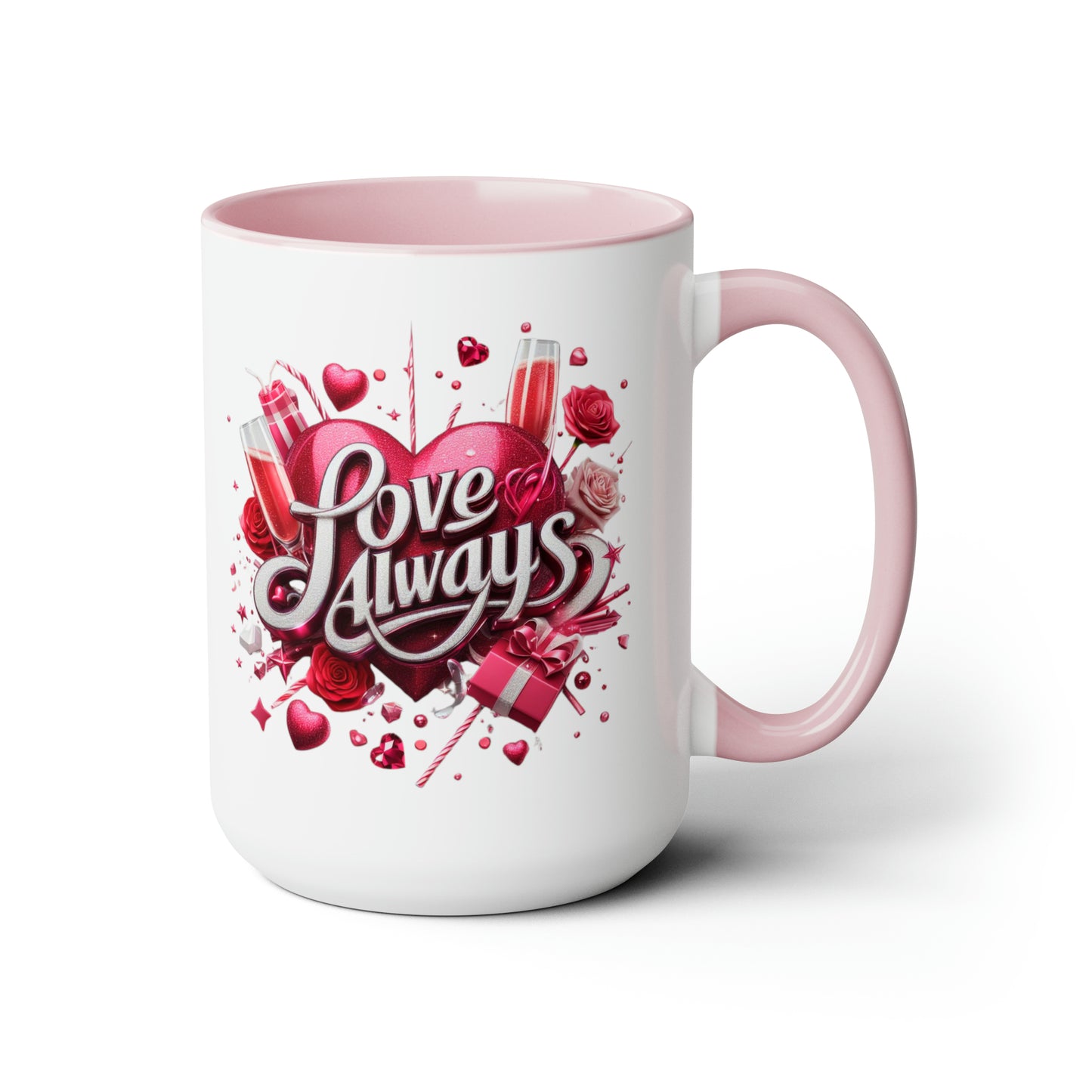 Love Always Two-Tone Coffee Mugs, 15oz