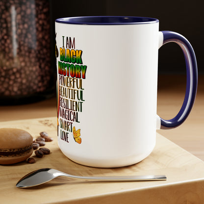 Black History Queen Two-Tone Coffee Mugs, 15oz