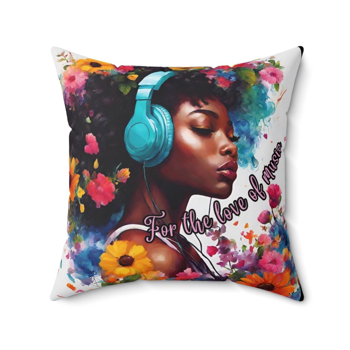 For the Love of Music Spun Polyester Square Pillow