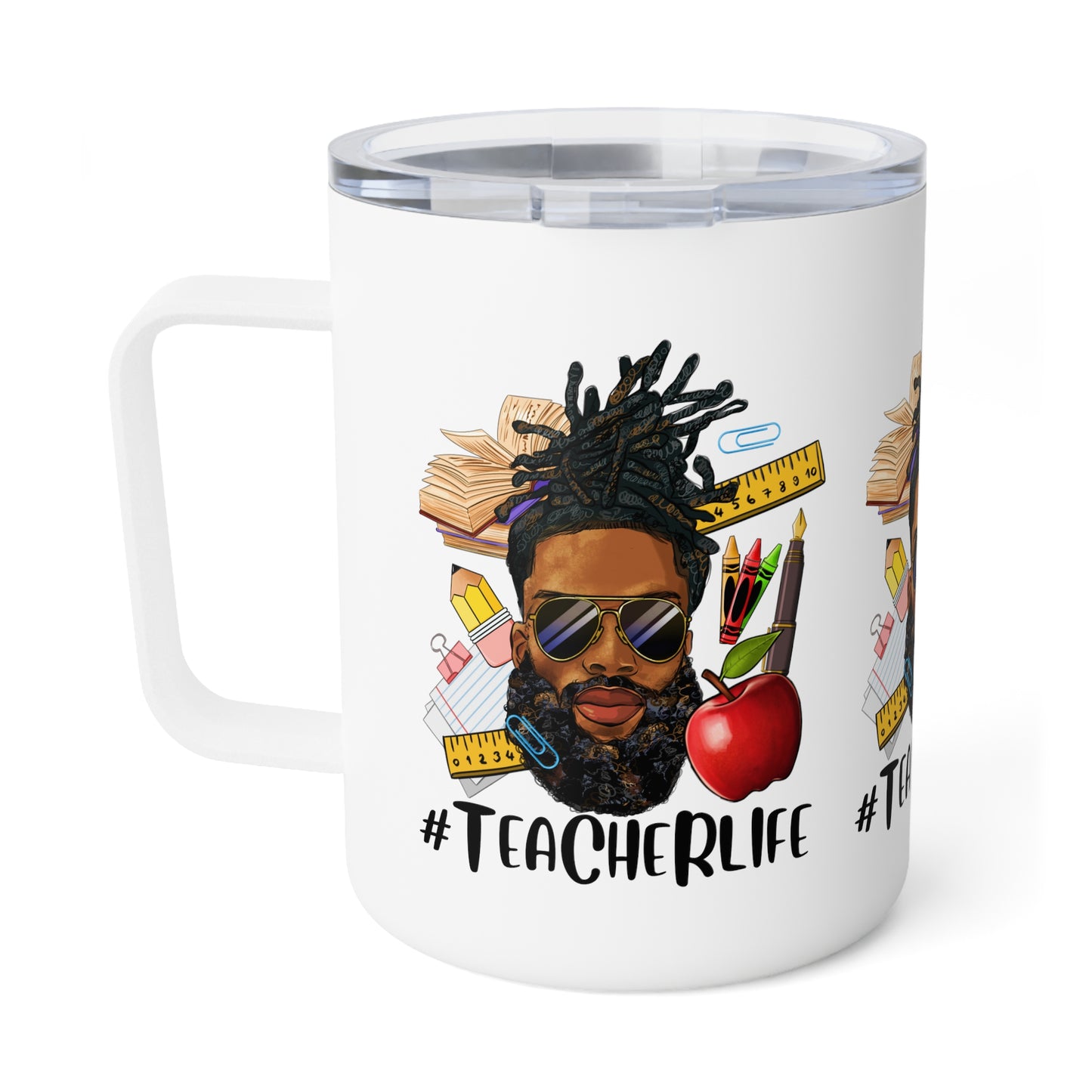 Teacher Life - Male Insulated Coffee Mug, 10oz