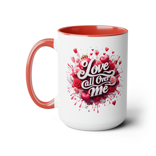 Love All Over Me Two-Tone Coffee Mugs, 15oz