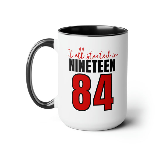 It All Started in 1984 Two-Tone Coffee Mugs, 15oz