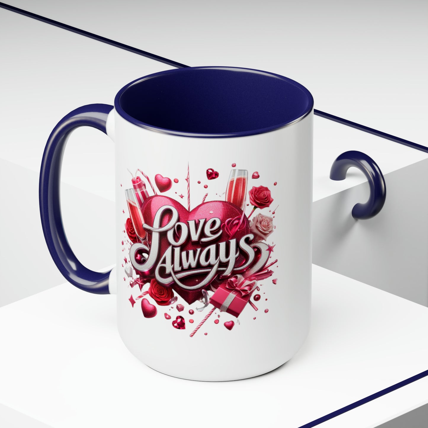 Love Always Two-Tone Coffee Mugs, 15oz