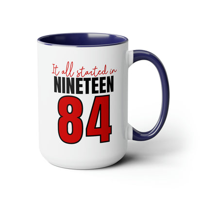 It All Started in 1984 Two-Tone Coffee Mugs, 15oz