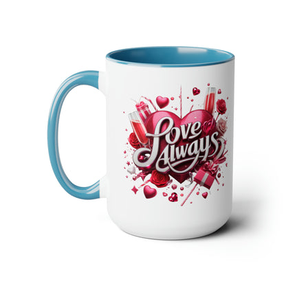 Love Always Two-Tone Coffee Mugs, 15oz