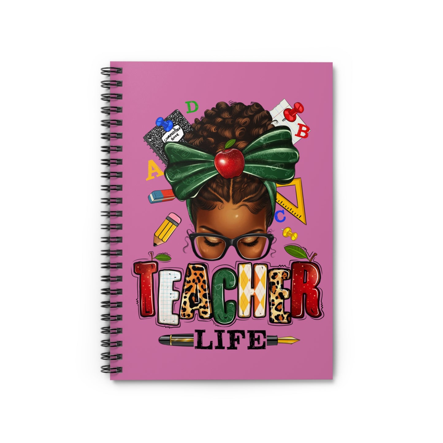 Teacher Life Spiral Mini Notebook - Ruled Line - Pink