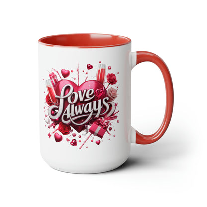 Love Always Two-Tone Coffee Mugs, 15oz