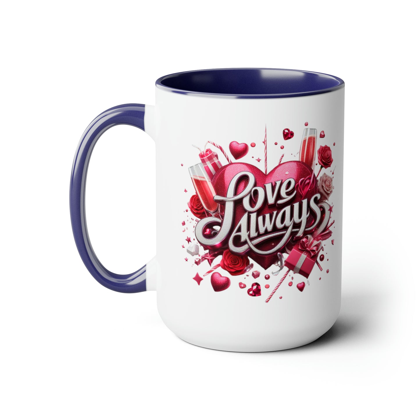 Love Always Two-Tone Coffee Mugs, 15oz