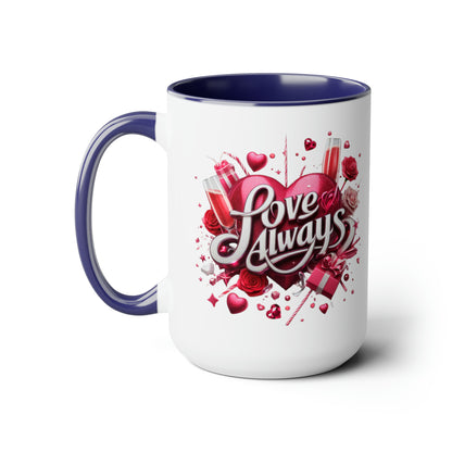 Love Always Two-Tone Coffee Mugs, 15oz