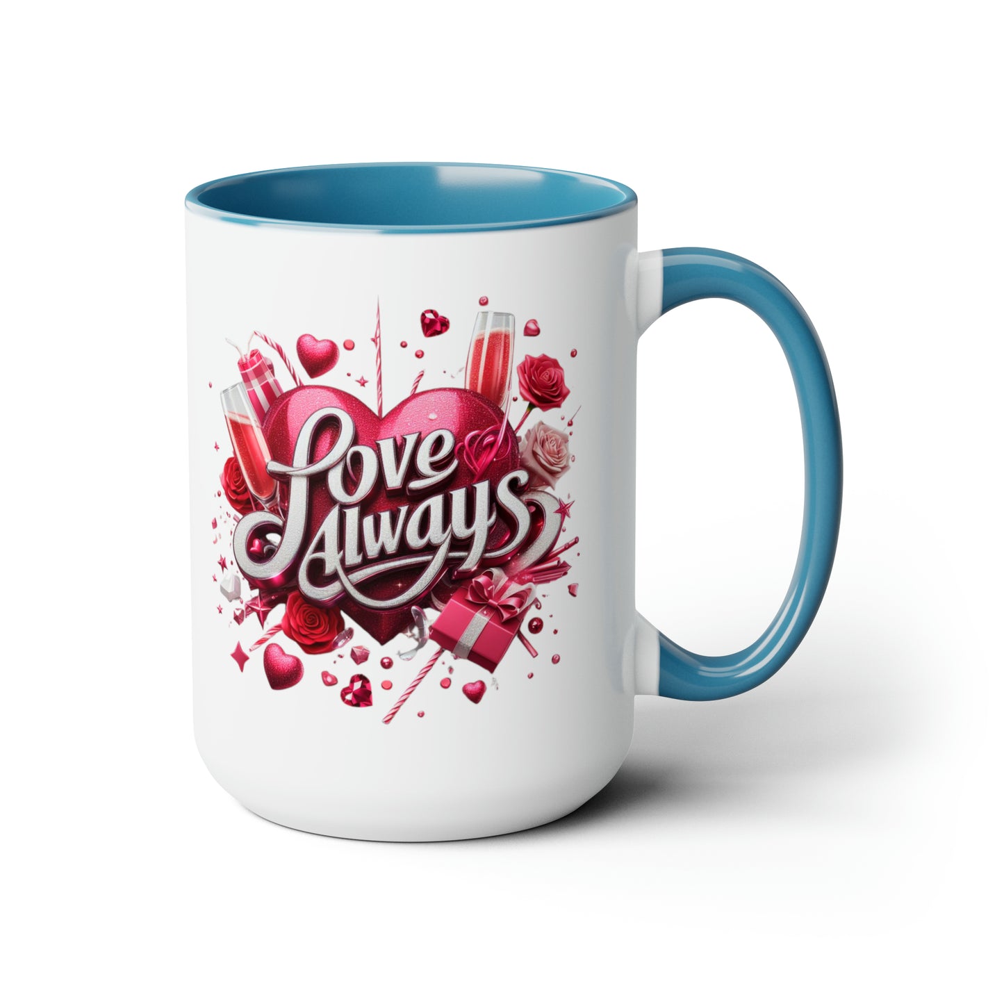 Love Always Two-Tone Coffee Mugs, 15oz