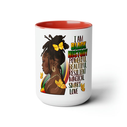 Black History Queen Two-Tone Coffee Mugs, 15oz