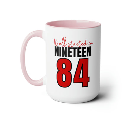 It All Started in 1984 Two-Tone Coffee Mugs, 15oz