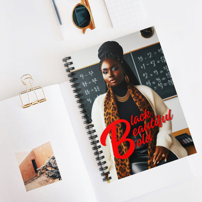 Black Beautiful Bold Spiral Mini Notebook - Ruled Line