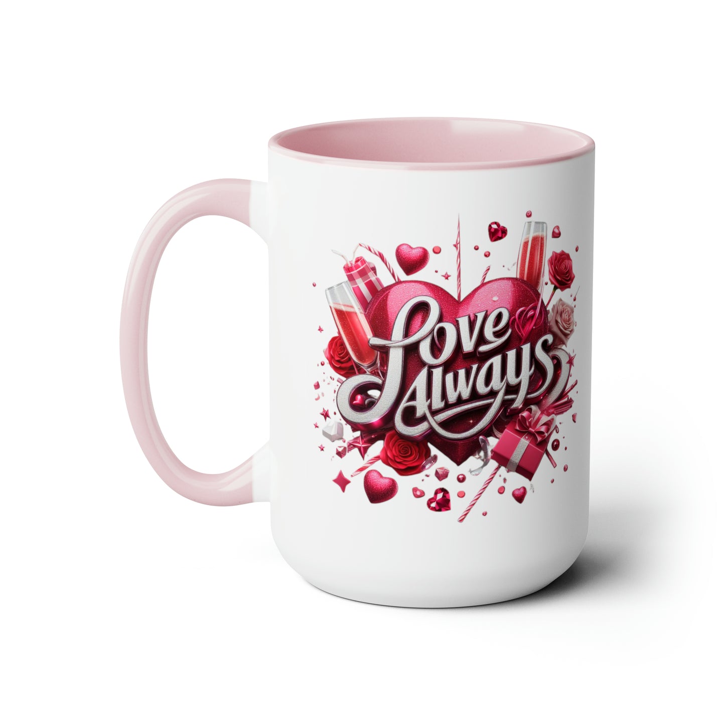 Love Always Two-Tone Coffee Mugs, 15oz