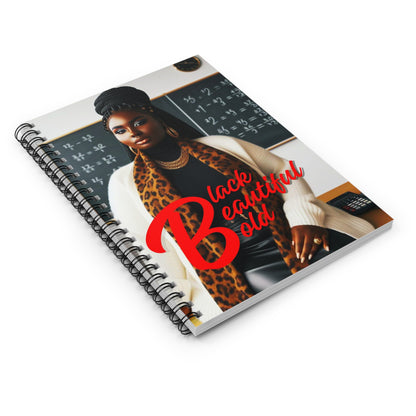 Black Beautiful Bold Spiral Mini Notebook - Ruled Line