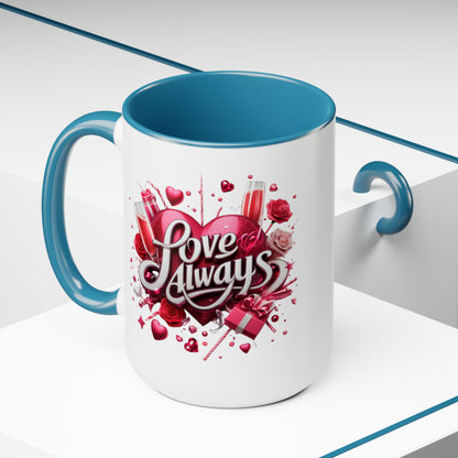 Love Always Two-Tone Coffee Mugs, 15oz