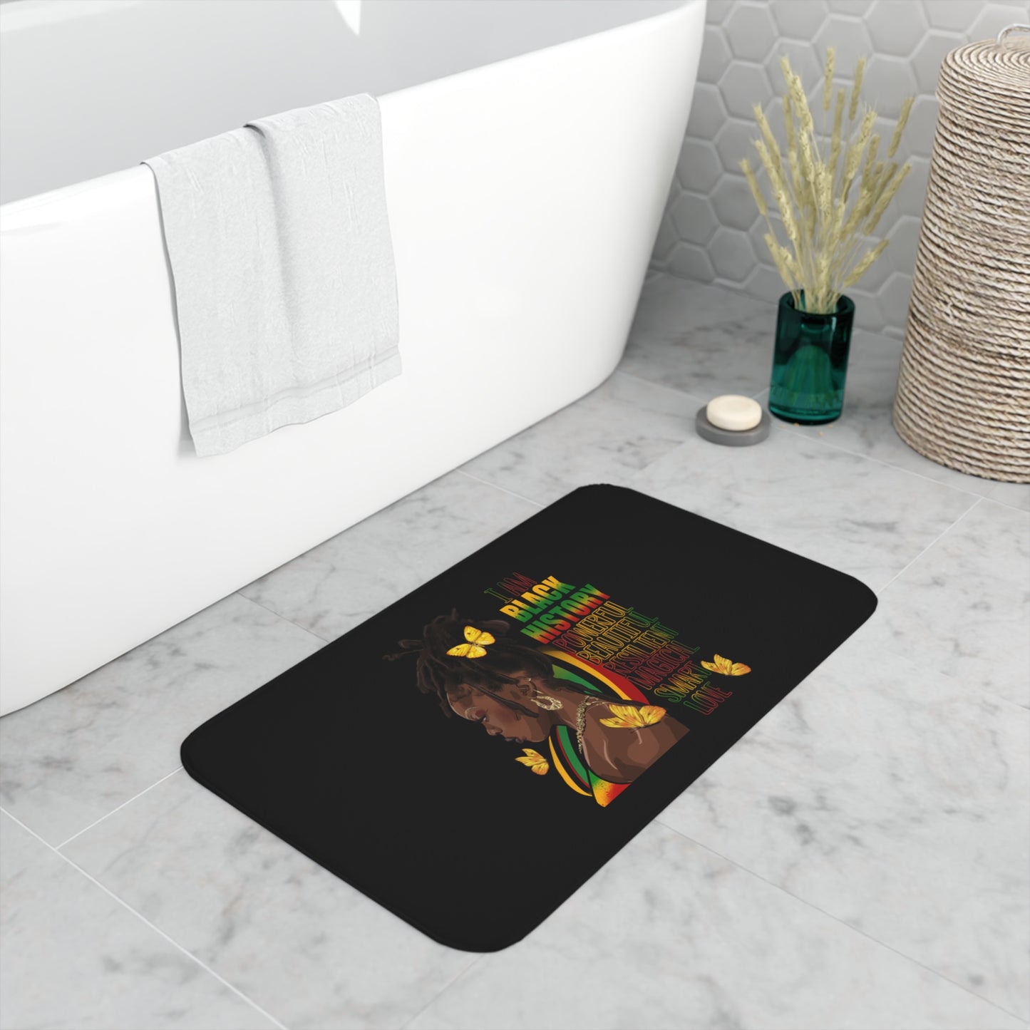 Black History Queen Memory Foam Bath Mat